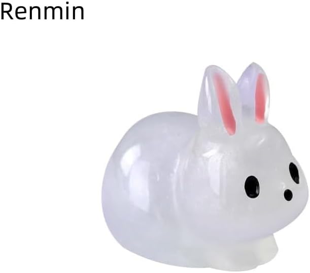 12Pcs Luminescent Mini Resin Animals, Mini Rabbits Figurines, Small Resin Rabbit Miniature Statues,polyresin Statue Fairy Tale Gardens, DIY Decorations Tiny Raccoons.Polyresin Statue