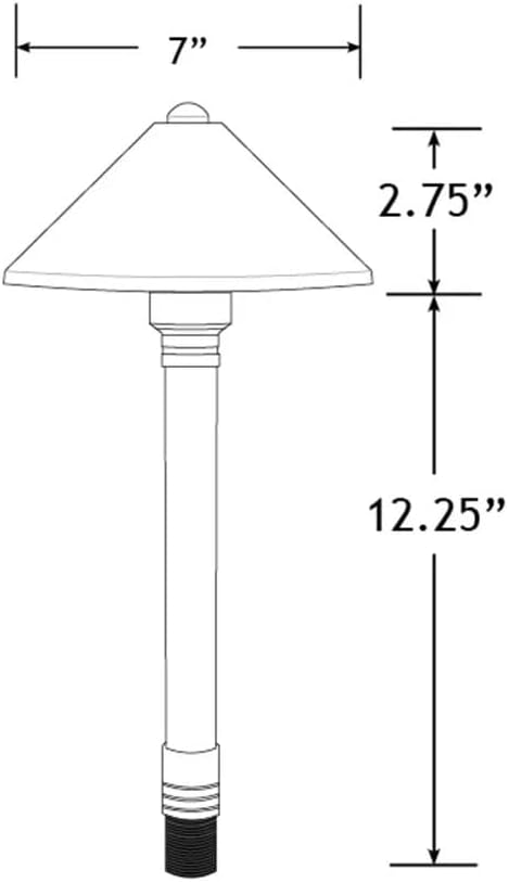 VOLT Conehead 12V Brass Mini Path Light (7" Shade, 15" Tall) for Low Voltage Landscape Lighting on Outdoor Pathway, Walkway, Garden, Driveway or Patio