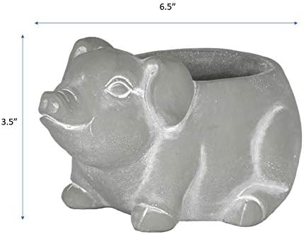 Classic Home and Garden Cement Buddies Animal Planter - Cute Desk Decoration - UV Coated Animal Vase w/Drain Plug -Succulent Plant Pot for Indoor/Outdoor Use (Pig Planter, Natural, Small)