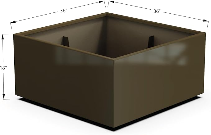 Plantercraft Powder-Coated Aluminum Planter Box - Square Cube - Metal All Weather | Indoor Outdoor | Made in USA | Fully Assembled