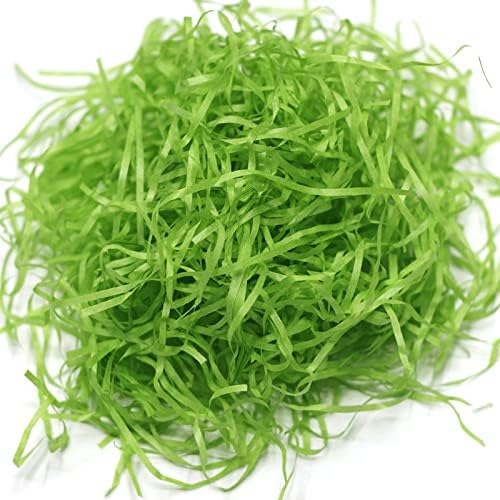 Asekonc 1/2 LB Easter Green Grass Green Raffia Grass Super Large Pack Recyclable Paper Shred for Easter Basket Filler Creative Eggs Decor Filler Gift Wrapping