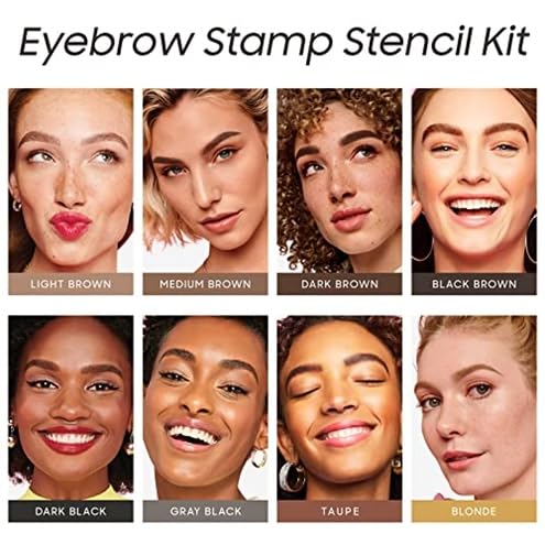 Eyebrow Stamp and Eyebrow Stencil Kit, Eye Brow Stencil Kit for Beginners 24 Reusable and Washable Eyebrow Shaping Kit, Brow Stencil and Stamp Kit Smudge-Proof & Long-Lasting (Black Brown)