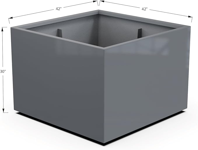 Plantercraft Powder-Coated Aluminum Planter Box - Square Cube - Metal All Weather | Indoor Outdoor | Made in USA | Fully Assembled