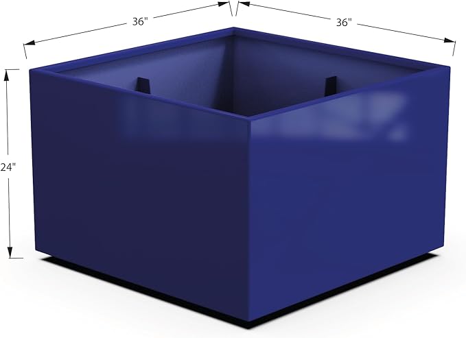Plantercraft Powder-Coated Aluminum Planter Box - Square Cube - Metal All Weather | Indoor Outdoor | Made in USA | Fully Assembled