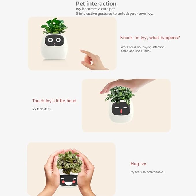 Smart Flowerpots,Smart Pet Planter,Ai Planter,Intelligent Flowerpots,Multiple Expressions,7 Smart Sensors, and Ai Chips Make Raising Plants Easy and Fun for Living Room,Plant-Free(Pink)