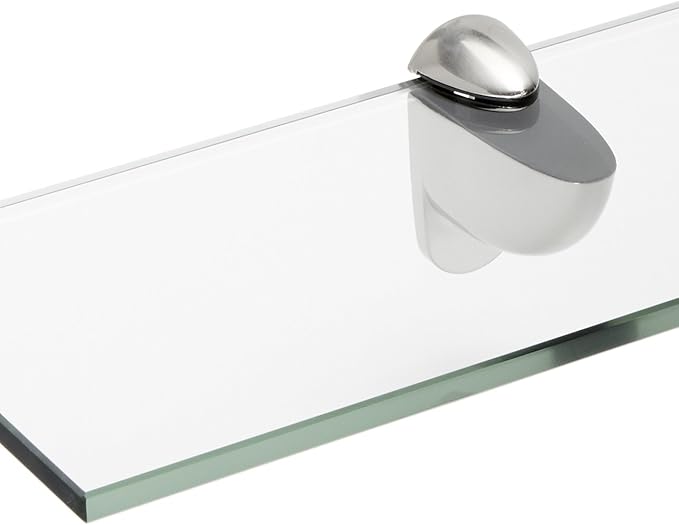 Spancraft Glass H-6x12-Brushed Steel Heron Glass Shelf, Brushed Steel, 6" x 12"