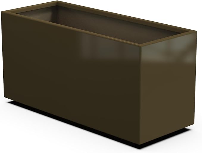 Plantercraft Powder-Coated Aluminum Planter Box - Rectangle - Metal All Weather | Indoor Outdoor | Made in USA | Fully Assembled