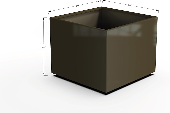 Plantercraft Powder-Coated Aluminum Planter Box - Square Cube - Metal All Weather | Indoor Outdoor | Made in USA | Fully Assembled
