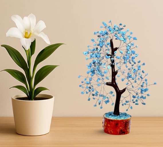 Turquoise Crystal Tree with Silver Wire – Handcrafted Gemstone Bonsai for Home Décor, Reiki, and Positive Energy