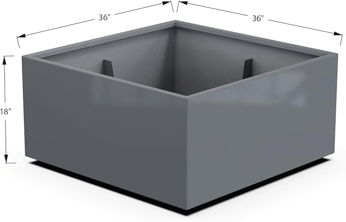 Plantercraft Powder-Coated Aluminum Planter Box - Square Cube - Metal All Weather | Indoor Outdoor | Made in USA | Fully Assembled
