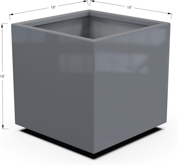 Plantercraft Powder-Coated Aluminum Planter Box - Square Cube - Metal All Weather | Indoor Outdoor | Made in USA | Fully Assembled