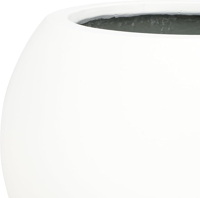 SAFAVIEH Outdoor Patio Furniture Kenslia White Concrete Ficonstone Round Planter Pot (Fully Assembled)