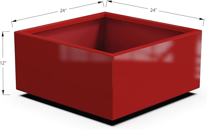 Plantercraft Powder-Coated Aluminum Planter Box - Square Cube - Metal All Weather | Indoor Outdoor | Made in USA | Fully Assembled
