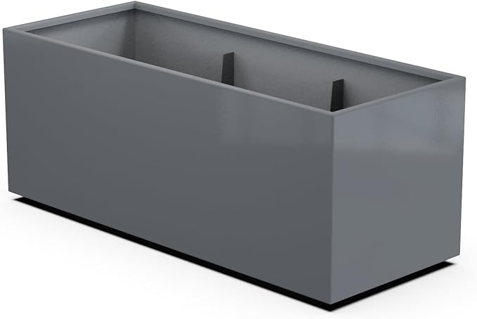 Plantercraft Powder-Coated Aluminum Planter Box - Rectangle - Metal All Weather | Indoor Outdoor | Made in USA | Fully Assembled