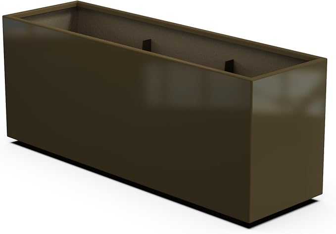 Plantercraft Powder-Coated Aluminum Planter Box - Rectangle - Metal All Weather | Indoor Outdoor | Made in USA | Fully Assembled
