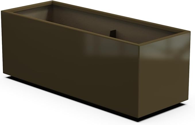 Plantercraft Powder-Coated Aluminum Planter Box - Rectangle - Metal All Weather | Indoor Outdoor | Made in USA | Fully Assembled