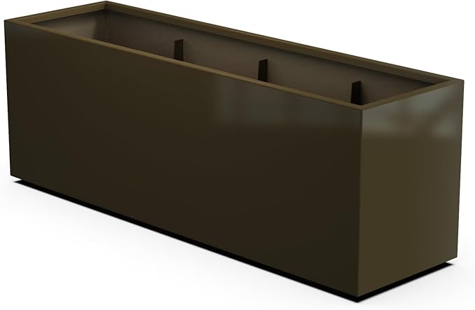 Plantercraft Powder-Coated Aluminum Planter Box - Rectangle - Metal All Weather | Indoor Outdoor | Made in USA | Fully Assembled