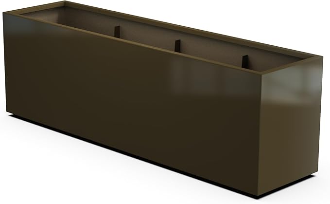 Plantercraft Powder-Coated Aluminum Planter Box - Rectangle - Metal All Weather | Indoor Outdoor | Made in USA | Fully Assembled