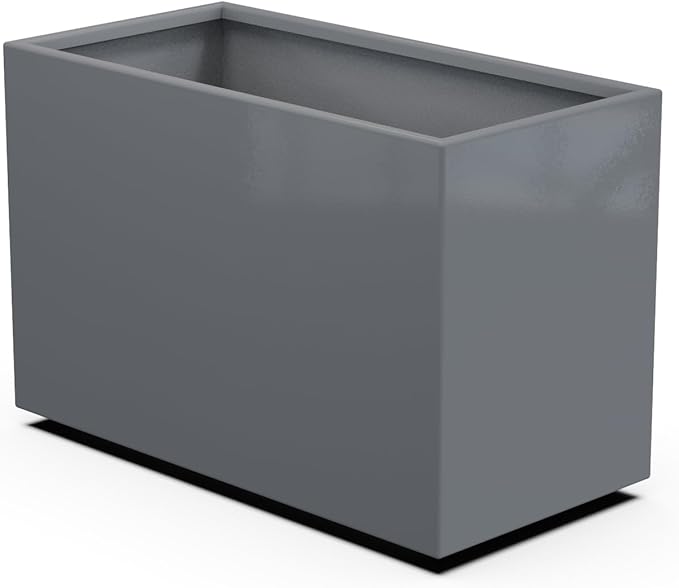 Plantercraft Powder-Coated Aluminum Planter Box - Rectangle - Metal All Weather | Indoor Outdoor | Made in USA | Fully Assembled