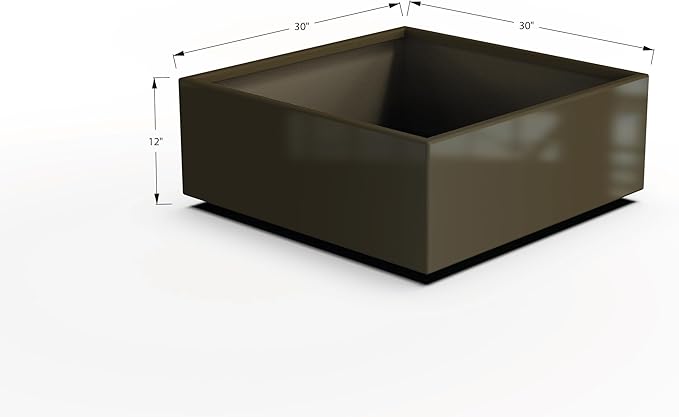 Plantercraft Powder-Coated Aluminum Planter Box - Square Cube - Metal All Weather | Indoor Outdoor | Made in USA | Fully Assembled