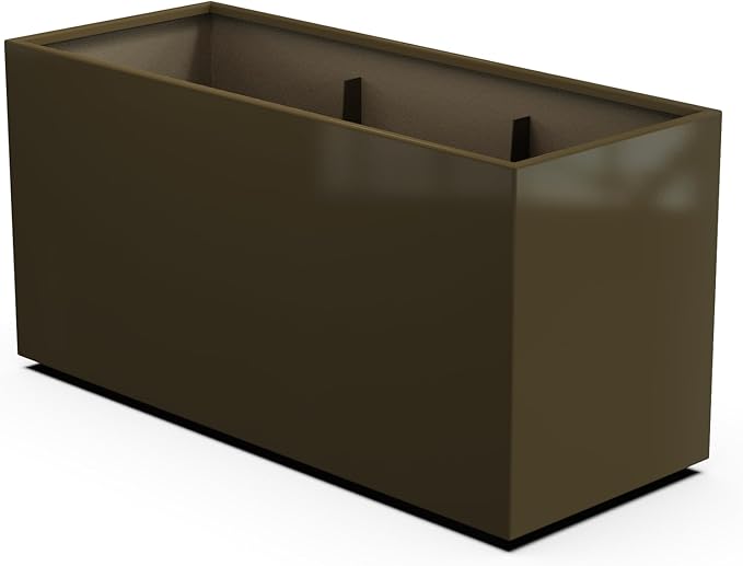 Plantercraft Powder-Coated Aluminum Planter Box - Rectangle - Metal All Weather | Indoor Outdoor | Made in USA | Fully Assembled