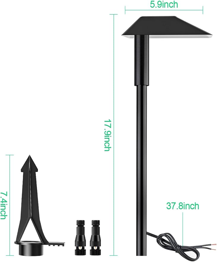 5W Low Voltage Landscape Pathway Lights with Connectors,12-24V Outdoor Path Lights, 3000K Wired Landscape Lights for Yard Garden Walkway, IP66 Waterproof(8Pack)