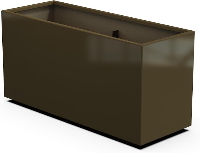 Plantercraft Powder-Coated Aluminum Planter Box - Rectangle - Metal All Weather | Indoor Outdoor | Made in USA | Fully Assembled