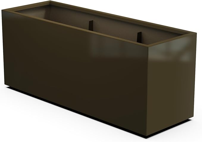 Plantercraft Powder-Coated Aluminum Planter Box - Rectangle - Metal All Weather | Indoor Outdoor | Made in USA | Fully Assembled