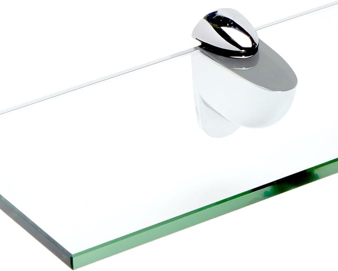 Spancraft Glass H-6x18-Chrome Heron Glass Shelf, Chrome, 6" x 18"