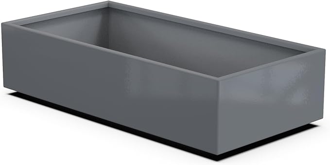 Plantercraft Powder-Coated Aluminum Planter Box - Rectangle - Metal All Weather | Indoor Outdoor | Made in USA | Fully Assembled