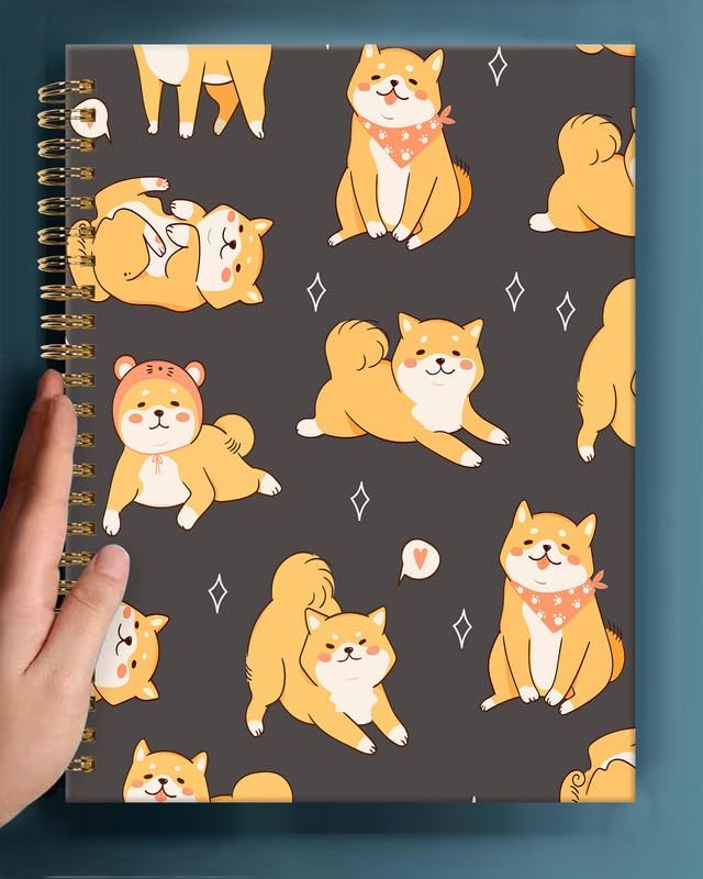 Spiral Journal Notebook,A5 Hardcover Lined Journals for Women Girl 6 x 8.3 in,120 Pages Thick Paper,Cute College Ruled Writing Notebook for Gifts Office Work School(Kawaii Shiba Dog)