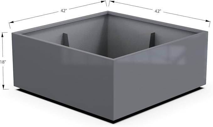 Plantercraft Powder-Coated Aluminum Planter Box - Square Cube - Metal All Weather | Indoor Outdoor | Made in USA | Fully Assembled