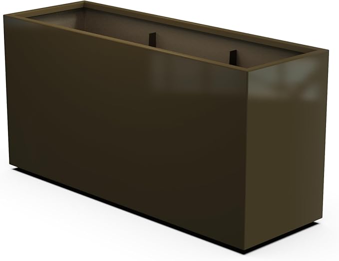 Plantercraft Powder-Coated Aluminum Planter Box - Rectangle - Metal All Weather | Indoor Outdoor | Made in USA | Fully Assembled