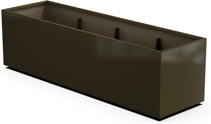 Plantercraft Powder-Coated Aluminum Planter Box - Rectangle - Metal All Weather | Indoor Outdoor | Made in USA | Fully Assembled