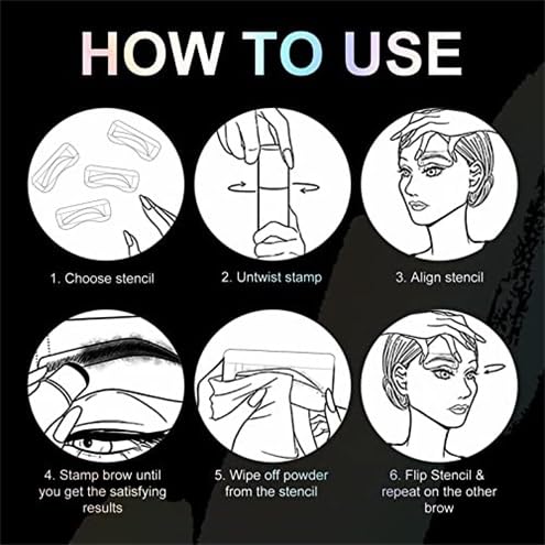Eyebrow Stamp and Eyebrow Stencil Kit, Eye Brow Stencil Kit for Beginners 24 Reusable and Washable Eyebrow Shaping Kit, Brow Stencil and Stamp Kit Smudge-Proof & Long-Lasting (Dark Brown)