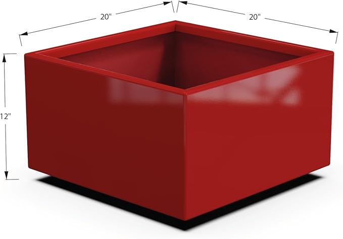 Plantercraft Powder-Coated Aluminum Planter Box - Square Cube - Metal All Weather | Indoor Outdoor | Made in USA | Fully Assembled