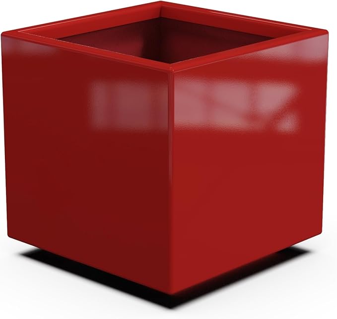 Plantercraft Powder-Coated Aluminum Planter Box - Square Cube - Metal All Weather | Indoor Outdoor | Made in USA | Fully Assembled