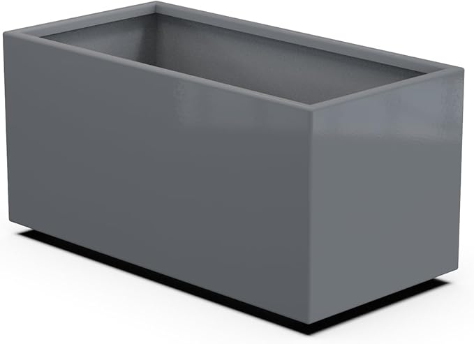 Plantercraft Powder-Coated Aluminum Planter Box - Rectangle - Metal All Weather | Indoor Outdoor | Made in USA | Fully Assembled