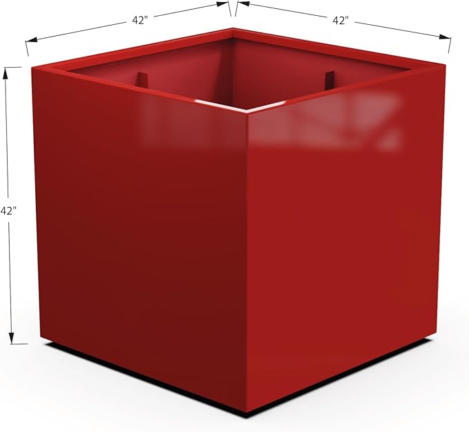 Plantercraft Powder-Coated Aluminum Planter Box - Square Cube - Metal All Weather | Indoor Outdoor | Made in USA | Fully Assembled
