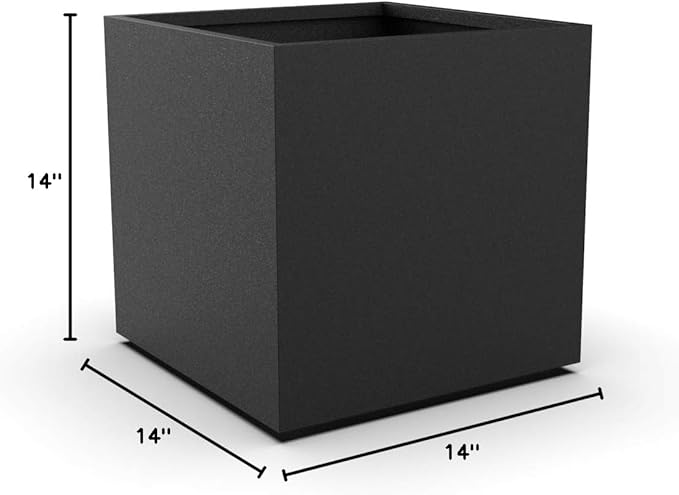 Plantercraft Powder-Coated Aluminum Planter Box - Square Cube - Metal All Weather | Indoor Outdoor Commercial Residential | Made in USA | Fully Assembled