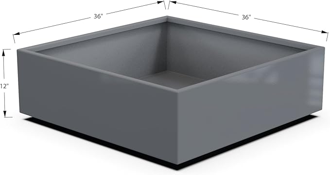 Plantercraft Powder-Coated Aluminum Planter Box - Square Cube - Metal All Weather | Indoor Outdoor | Made in USA | Fully Assembled
