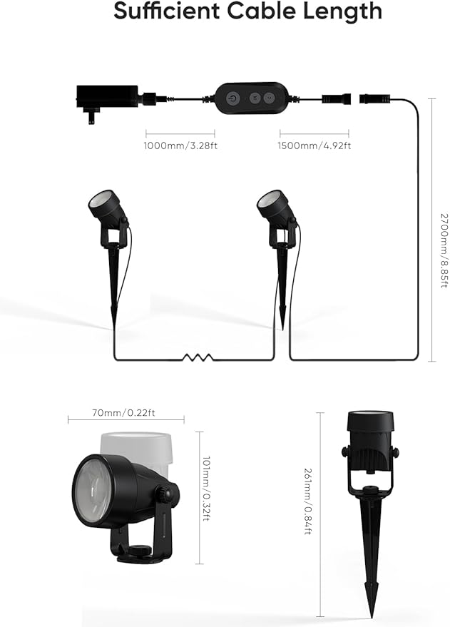 APPECK Low Voltage Landscape Lights, Smart RGBW Color Changing Landscape Lighting with APP Control, IP65 Waterproof Outdoor Spotlights for Garden Yard Outside Decoration, 8 Pack