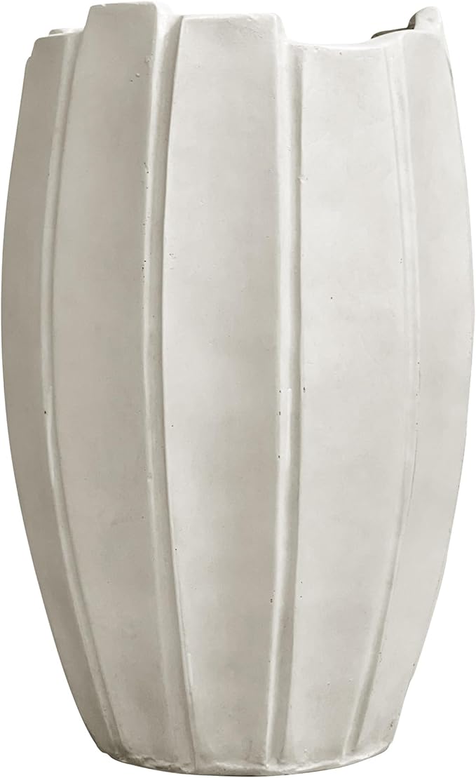 Large Planter 18 Inch Tall Plant Pot with Drainage Hole, Modern Indoor Outdoor Flower Pot for Home Decor Balcony Garden, Wavy Rim Design