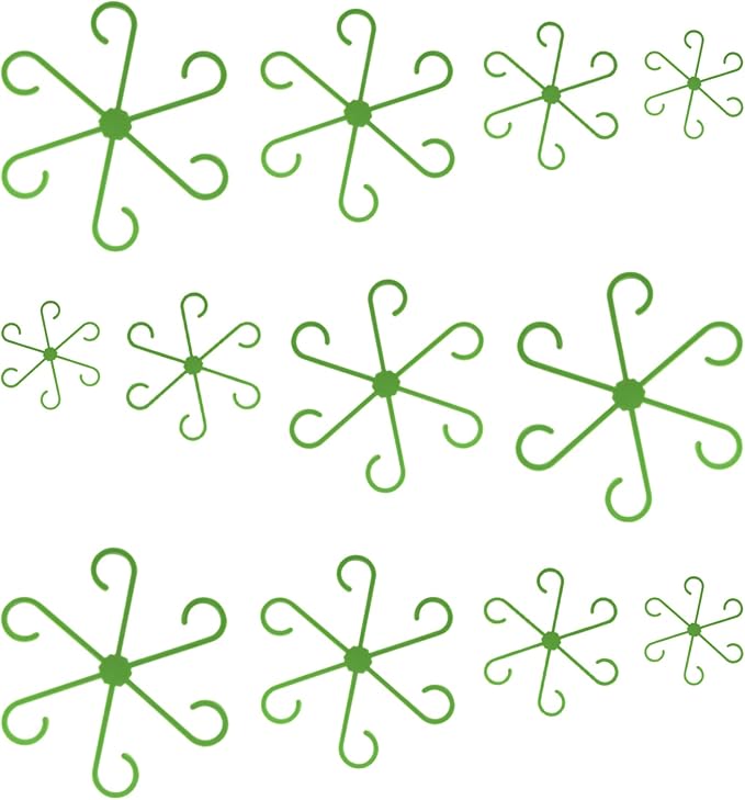 12-Pack Indoor Plants Support Stakes, 4 Sizes Climbing Houseplant Stem Supports, Reusable Plastic Stem Holders for Money Plant Monstera Pothos Climbing Vines Vertical Growth & Airflow (Green)