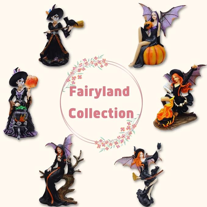 Comfy Hour Fairyland Collection 9” Reading Book Dark Fairy Witch Figurine, Home Decoration and Collectibles, Polyresin