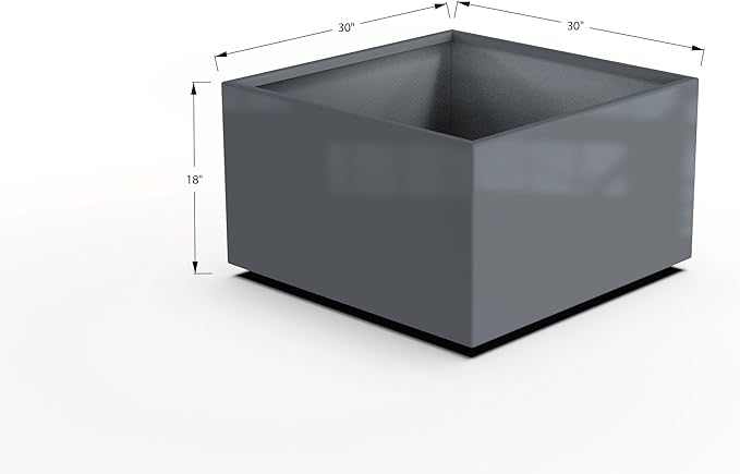 Plantercraft Powder-Coated Aluminum Planter Box - Square Cube - Metal All Weather | Indoor Outdoor | Made in USA | Fully Assembled