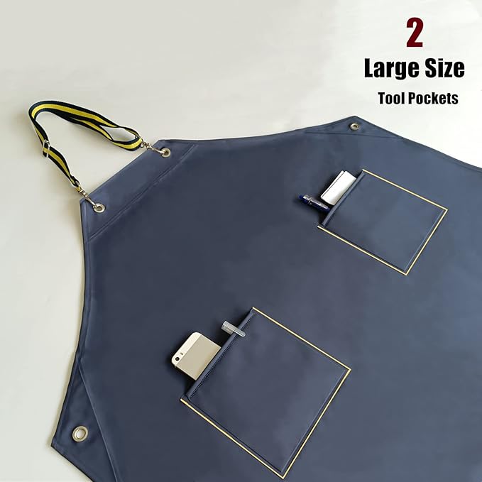 Rubber Aprons Waterproof with Pockets for Dishwashing, Dishwasher Apron Waterproof for Restaurant, 47 Inch Adjustable Neck Strap Butcher Apron for Men Water Proof, Heavy Duty Rubber Apron for Chemical