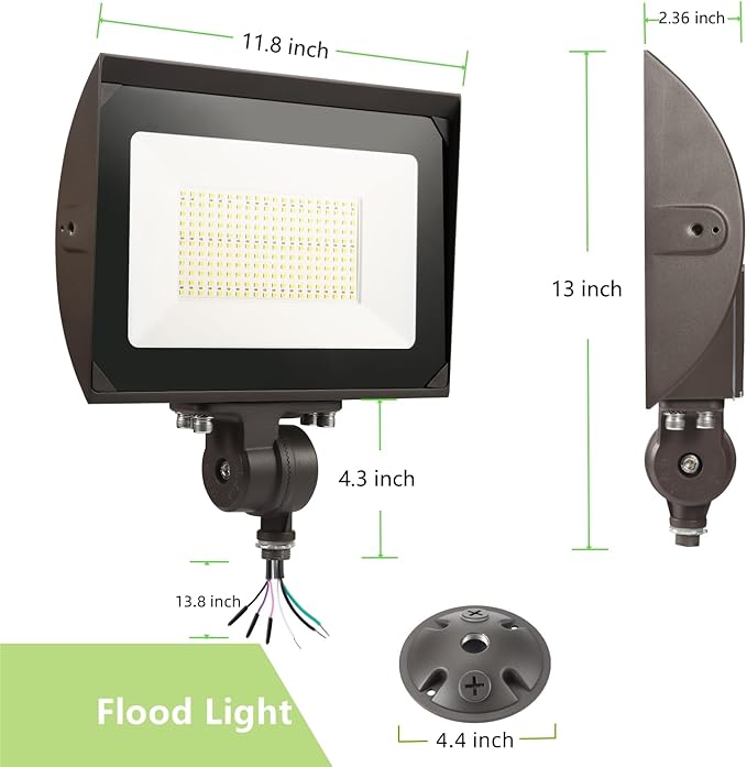 150W Outdoor LED Flood Light with Plate, 5000K Daylight 21000LM 100-277V, UL/DLC Waterproof LED Security Flood Lighting for Wall Wash/Sign/Flagpole/Tree/Yards/Advertising Boards