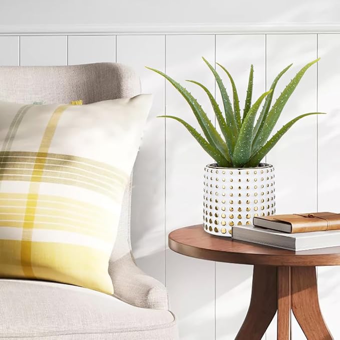 Artificial Succulent Aloe Plants 14.2 Inch Large Faux Succulents with Ceramic Pot Fake Aloe Potted Plant for Home Indoor Bathroom Table Bedroom Shelf Office Decor