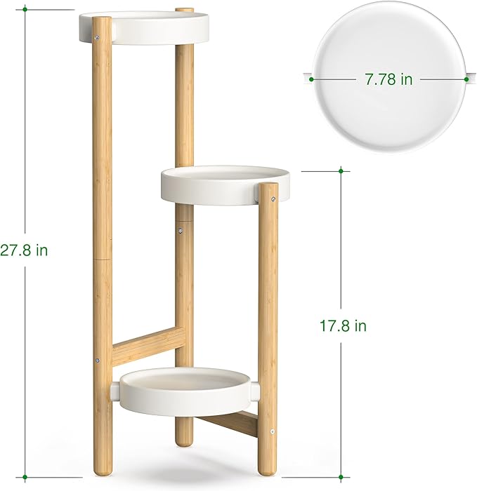 Bamboo Plant Stands for Indoor Plants, Tall Plant Stands for Corner Plant Shelf Multiple Flower Holder for Indoor Outdoor Garden Patio Balcony Living Room (3-tier)